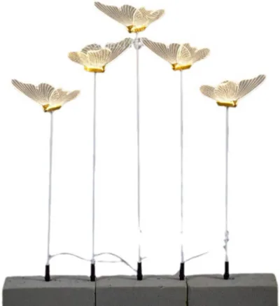 Chemin de table papillons lumineux socle noir