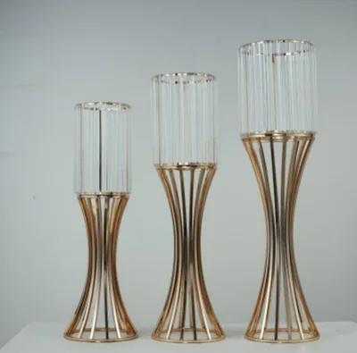 Vase trompette doré haut, lot de 3