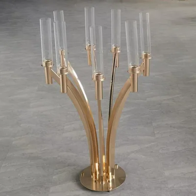 Vase trompette doré balustre, lot de 3