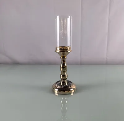 Bougeoir doré et noir à tube verre, lot de 3