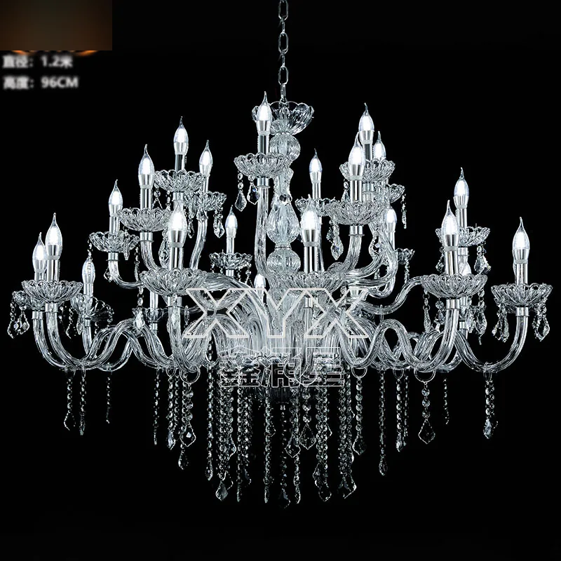 Chandelier with (curved glass tube), 12+6+6 lights