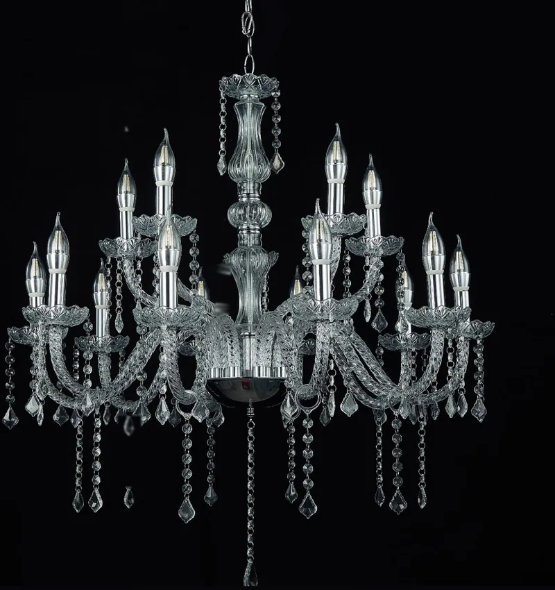 Glass chandelier 10+5 arms, ø 80 cm