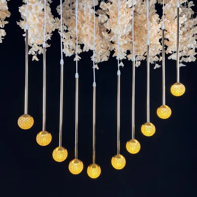 Lustre ambré sphère (réalisable en transparent boule, 10 têtes)