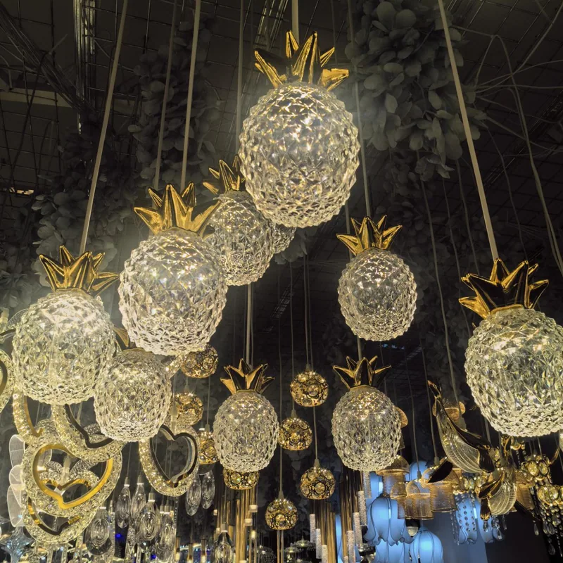 Chandelier with pineapple gold, 10 lights