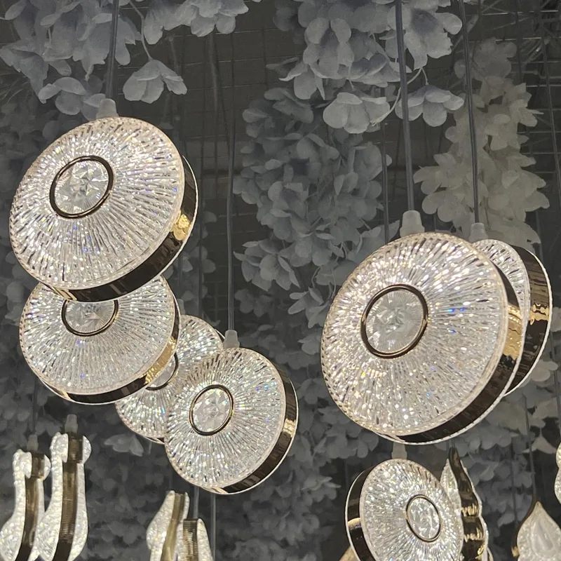Chandelier with circle in circle, 10 lights