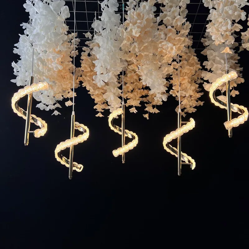 Chandelier with clip twisted flower, 5 lights