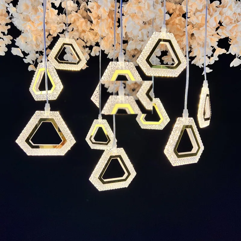 Faceted chandelier with diamond, 10 lights