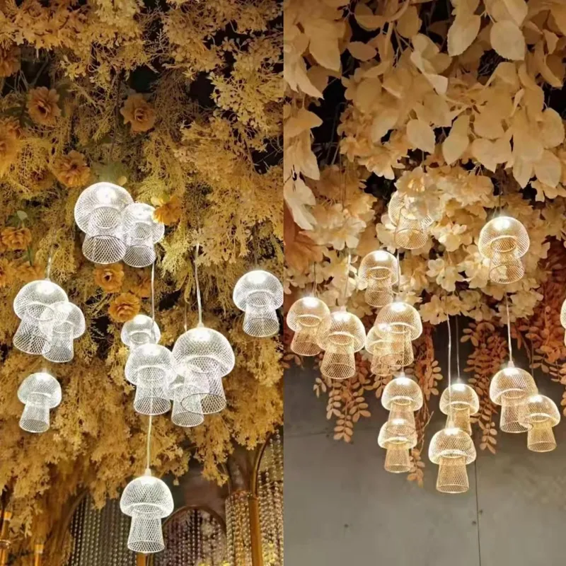 Wrought iron chandelier with mushroom, 10 lights