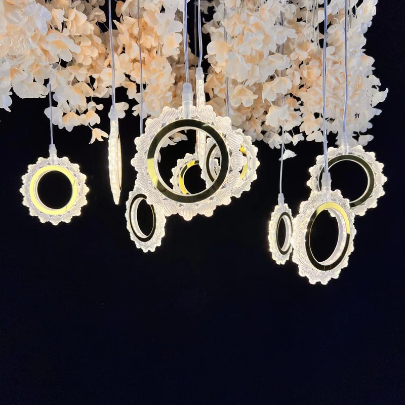 Chandelier with flower round bud lights, 10 lights