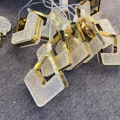 Lustre galvanisé anneau losange, 10 têtes