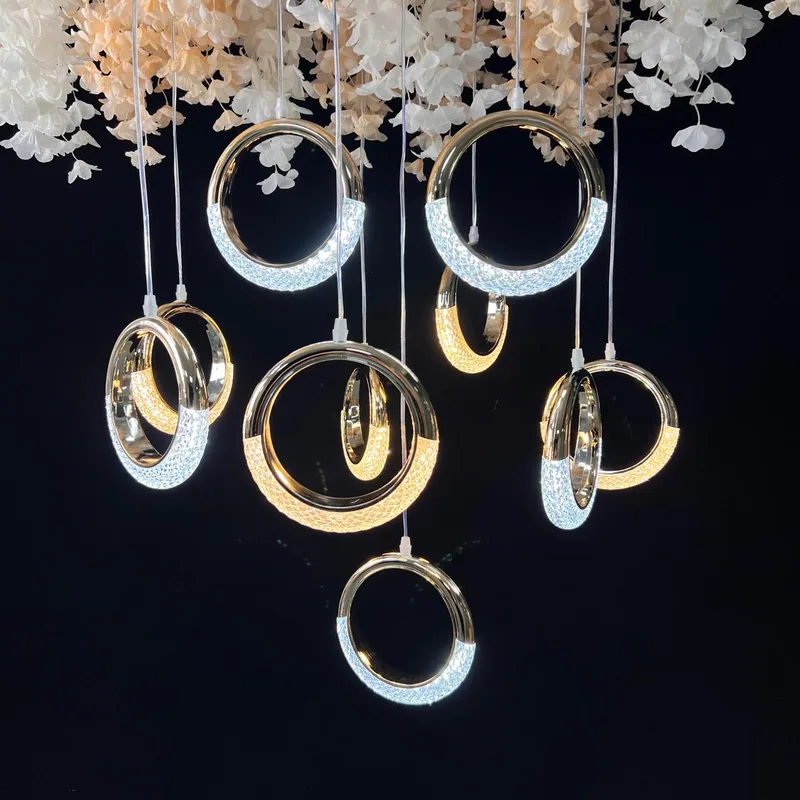 Lustre galvanisé translucide anneau, 10 têtes