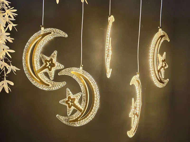 Lustre grand modèle étoile et lune, 5 têtes