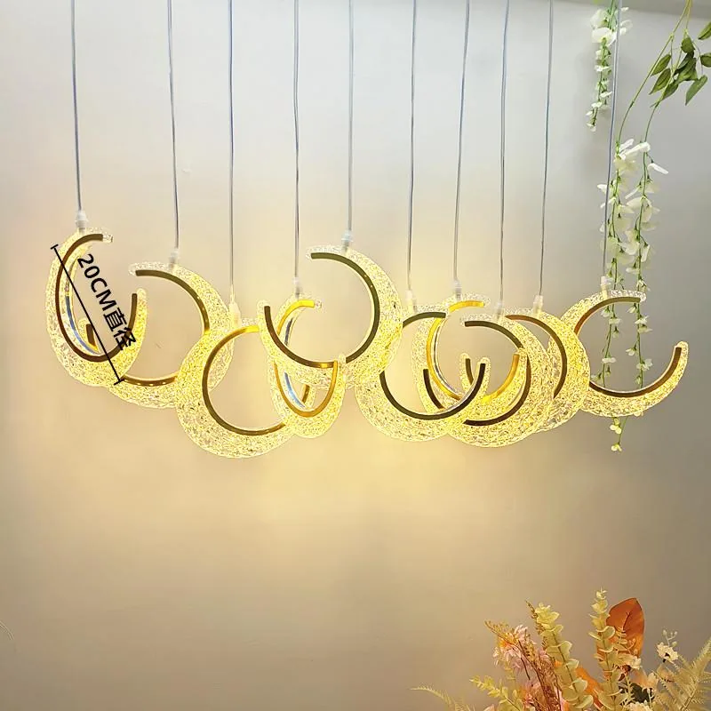 Faceted chandelier with moon, 10 lights