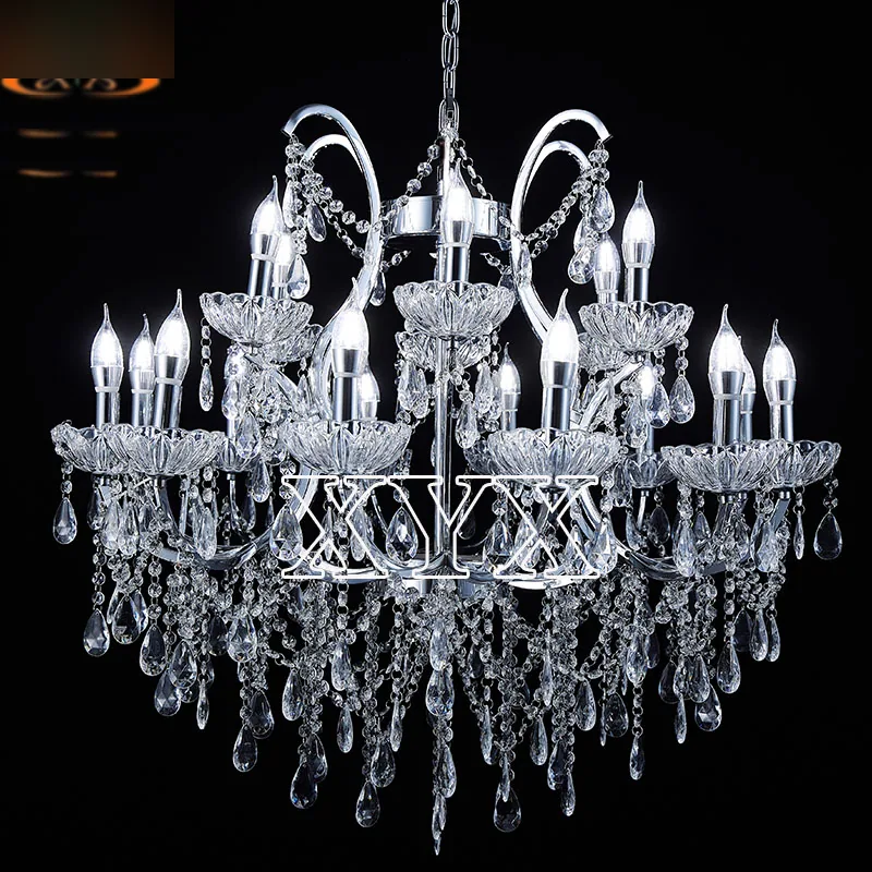 Acrylic chandelier with drops, 12+6 lights