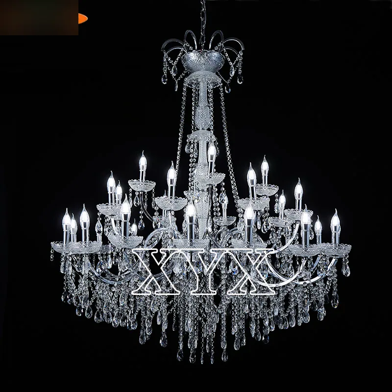 Acrylic chandelier with drops, 16+8+4 lights