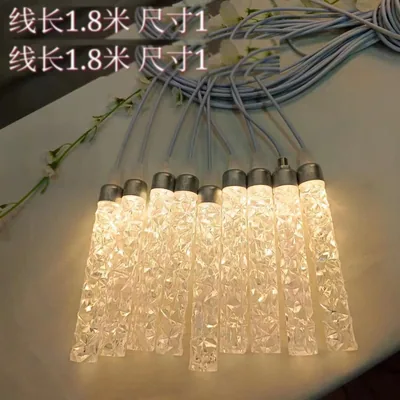 Lustre petit modèle colonne de verre 20 cm, 10 têtes