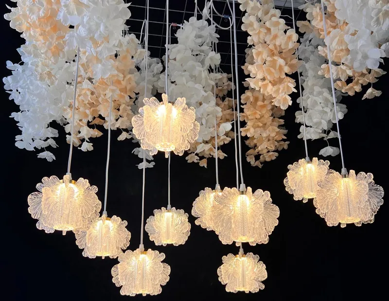 Lustre plaquette insérée fleur, 10 têtes
