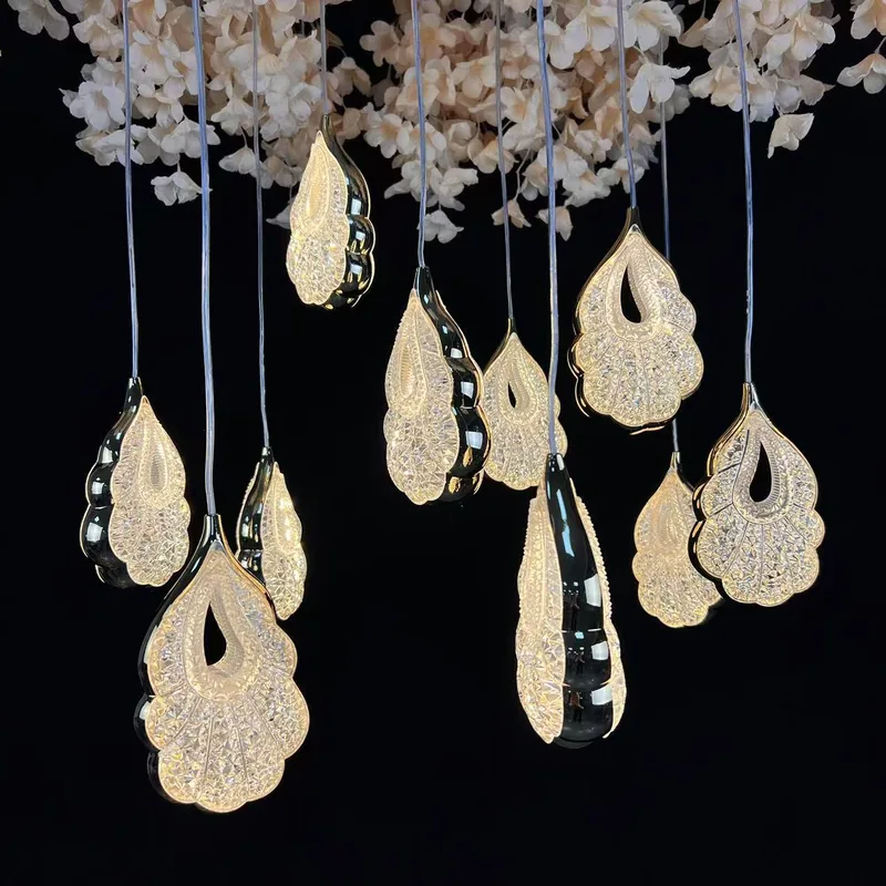 Chandelier with phoenix tail, 10 lights