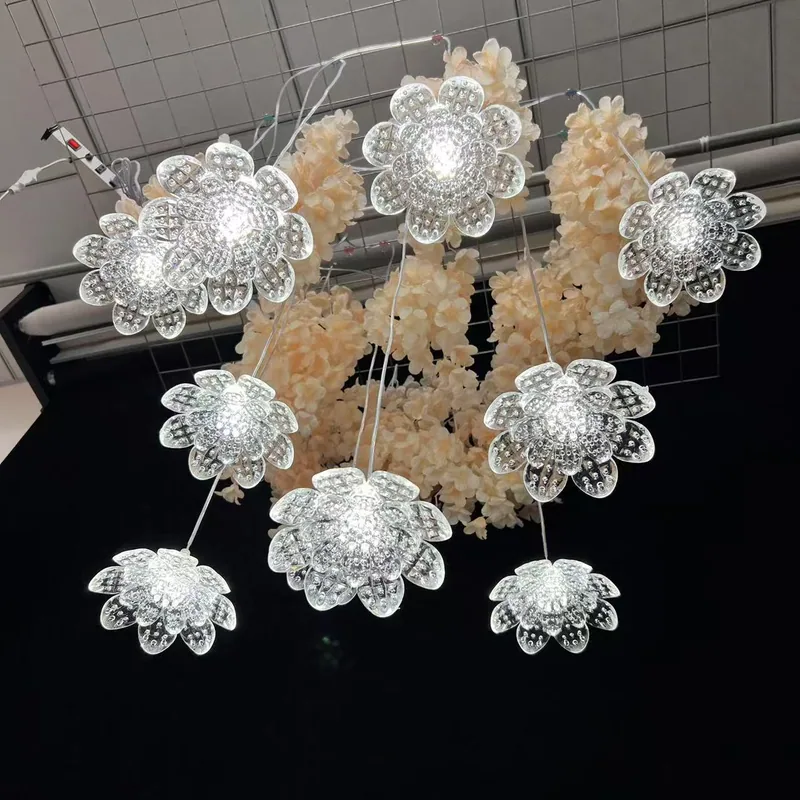 Clear crystal chandelier with flower, 10 lights