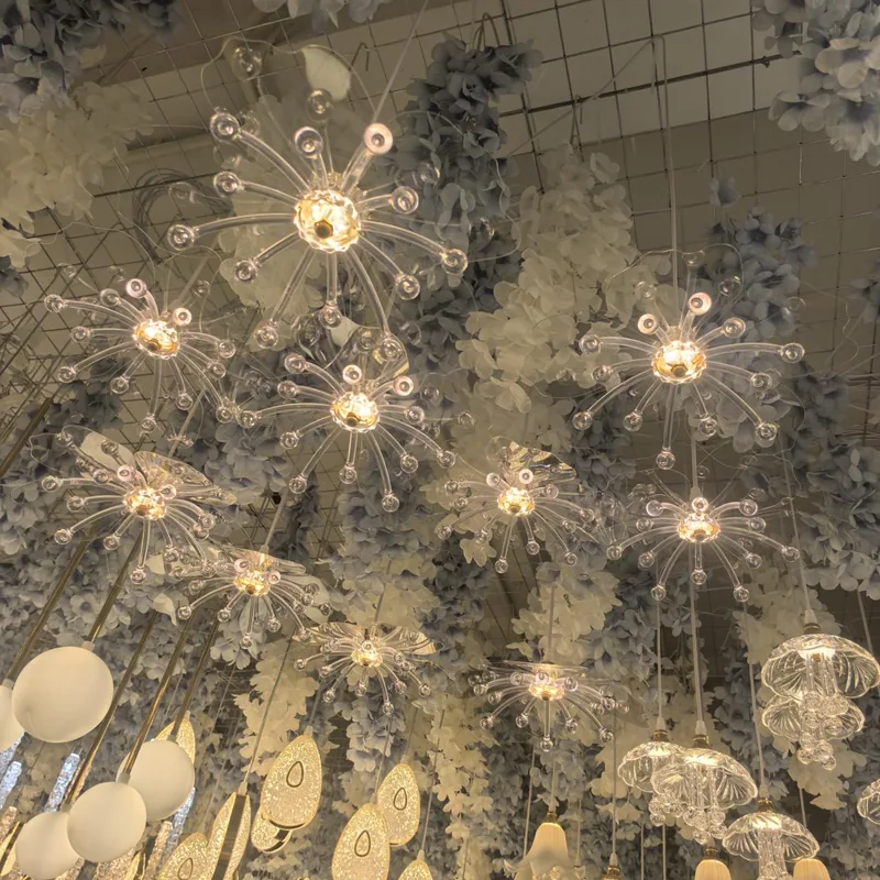 Clear chandelier with lotus flower clear + led smd version, 5 lights