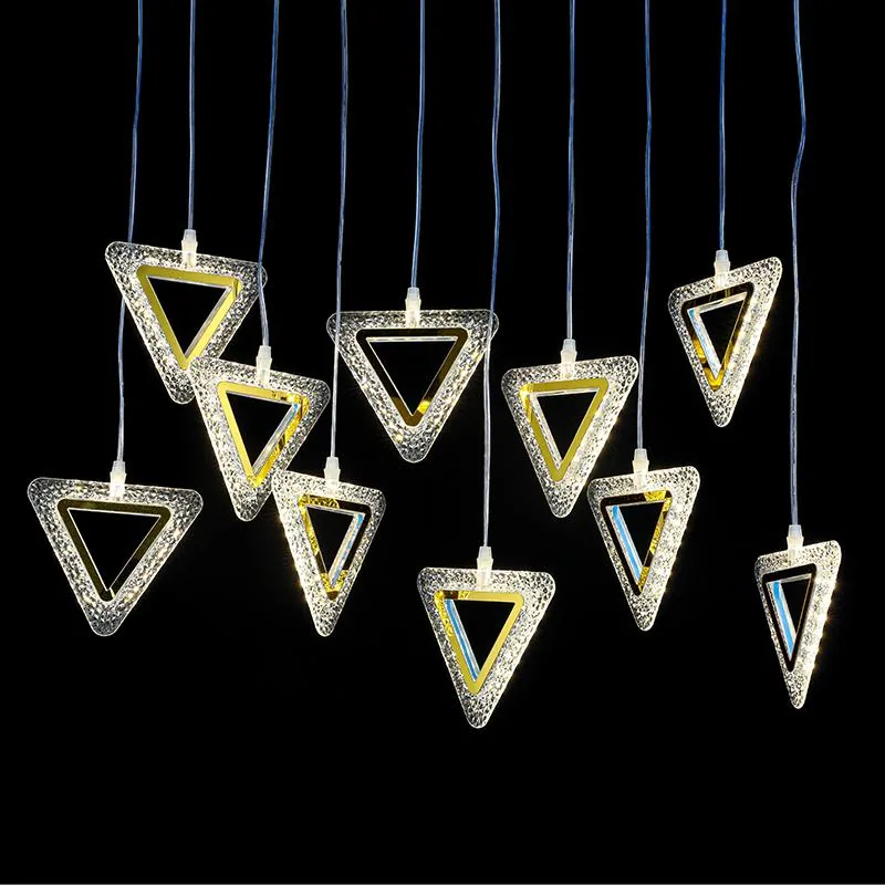 Faceted chandelier with triangle, 10 lights