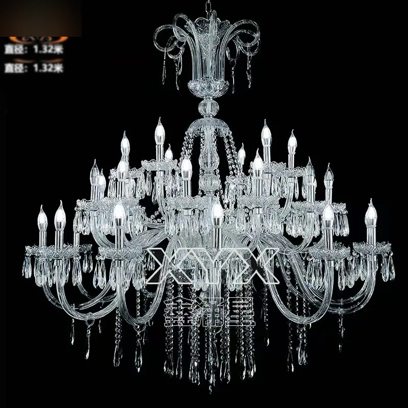 Glass chandelier, 12+12+6 lights
