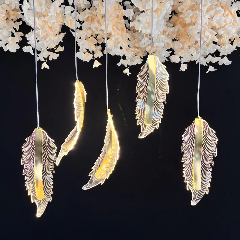 Chandelier with version a acrylic feather, 5 lights