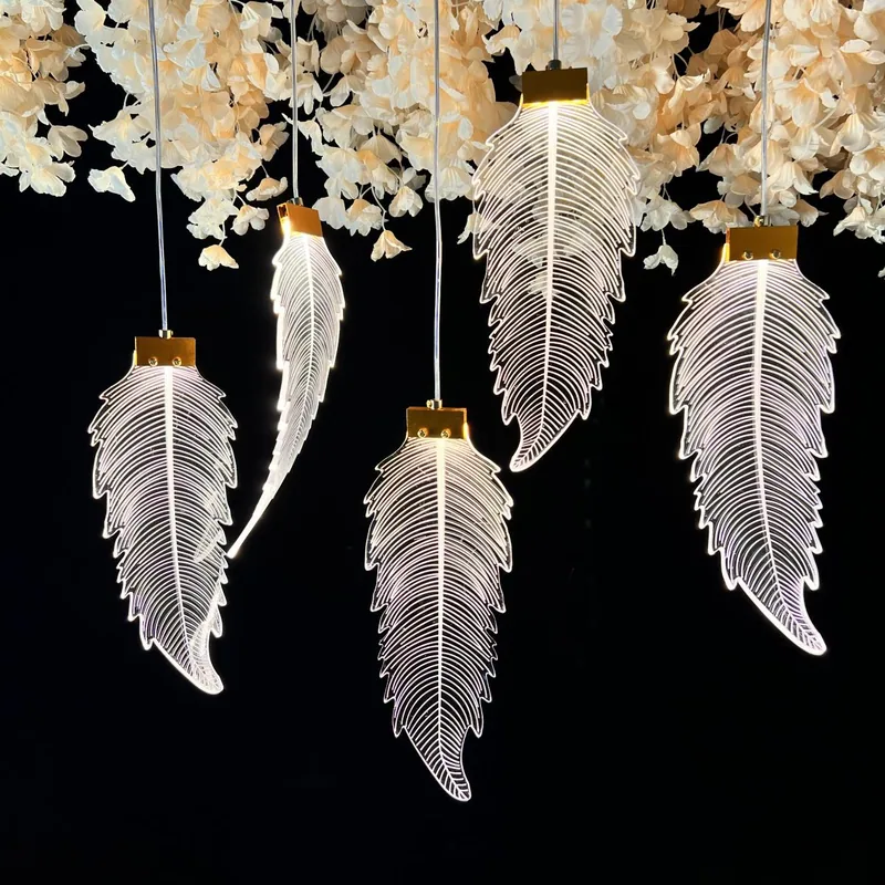 Chandelier with version b acrylic feather, 5 lights