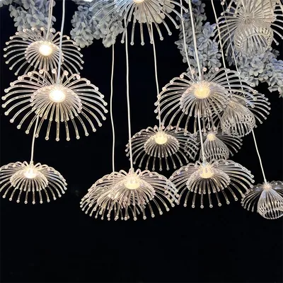 Lustre version B double étage pissenlit, 10 têtes
