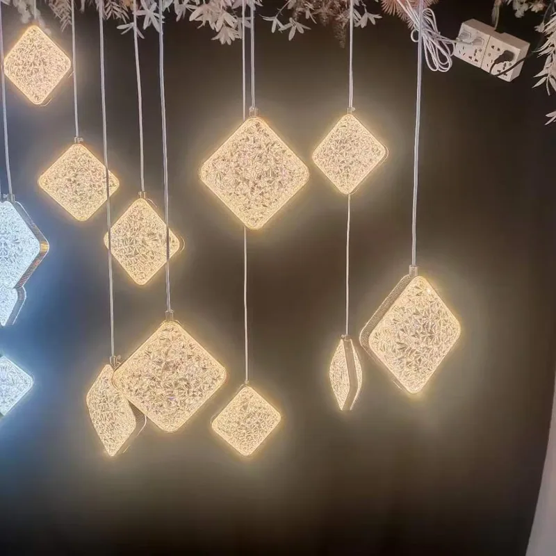 Lustre épais carré, 10 têtes
