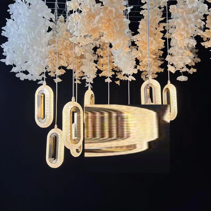 Thick chandelier with track, 10 lights