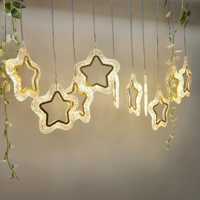Faceted chandelier with star, 10 lights