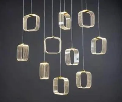 Lustre acrylique carré, 10 têtes