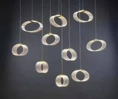 Lustre acrylique ovale, 10 têtes