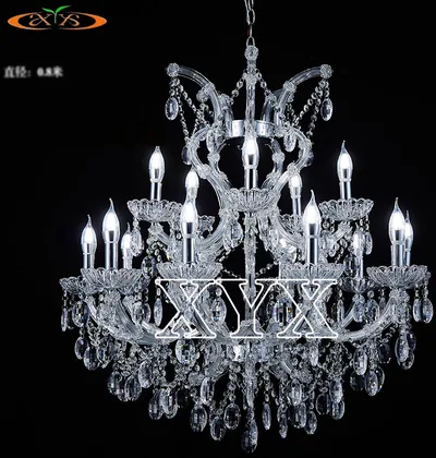 Lustre cristal plaquettes serties, 10+5 feux