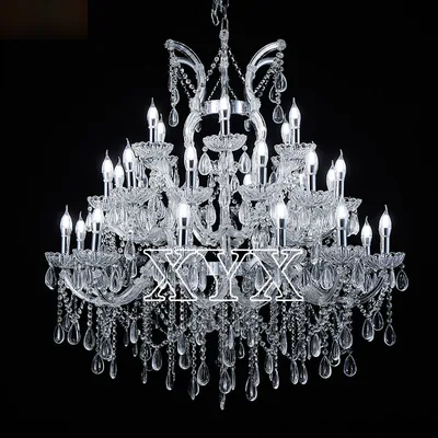 Lustre cristal plaquettes serties, 12+12+6 feux