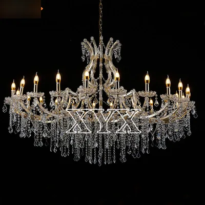 Lustre cristal plaquettes serties, 24 feux