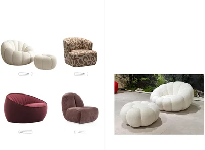 Fauteuils bouclette et velours